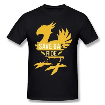 

Save Gas Ride A Chocobo Men's T-Shirt Cotton Pattern Short Summer Sleeve Final Fantasy Role playing video game series Casual