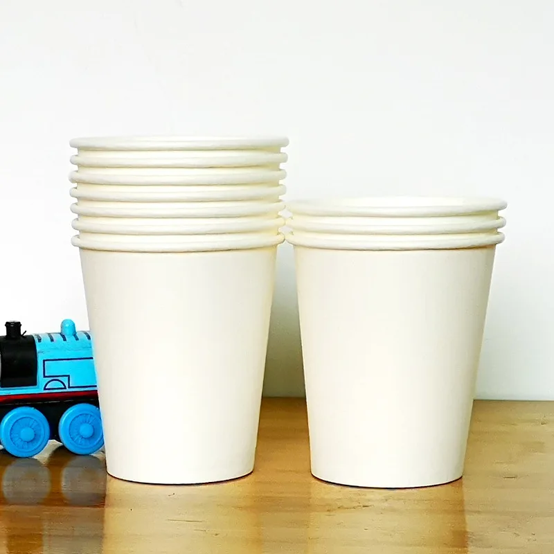 10 шт. чашки DIY чистый цвет вечерние одноразовые бумажные стаканчики сок украшения для детского душа Дети День рождения Свадьба Пикник поставка - Цвет: BAI