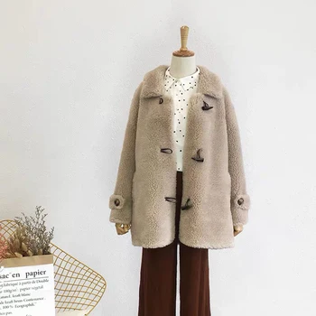 

Faux fur coat women plus size 2019 winter women fur jacket 30% wool sheep shearling coat female overcoat