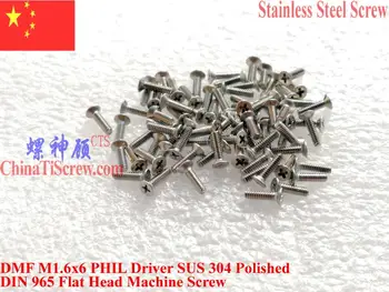 

stainless steel screws M1.6x6 DIN 965 Flat Head 0# Phillips A2-70 100 pcs ROHS