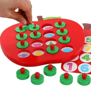 

1 Set Wooden Apple Memory Matching Chess Early Educational Puzzle Toy Kids Memory Training Tabletop Parent-child Interactive Toy