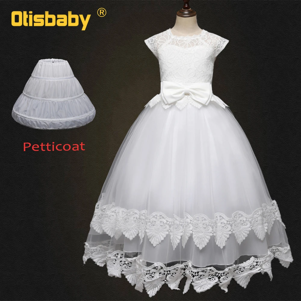 Детское кружевное длинное вечернее платье без рукавов; Детские пышные вечерние платья; платья для первого причастия для девочек; От 9 до 14 лет