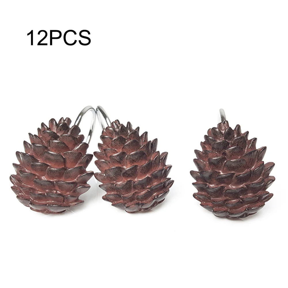 12 шт. портативные Pinecone крючки для занавески для душа ржавчины декоративные крючки для душевой
