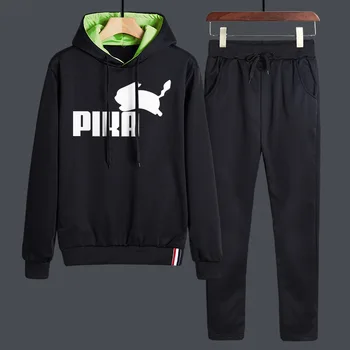 

2020 New Brand Clothing For Men Printed fleece Hooded Men Sets + Pants Two Piece Sets Tracksuit Casual Men and women Sportswear