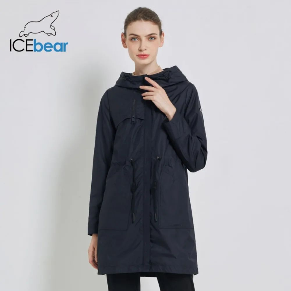 ICEbear2019 осень Новая женская ветровка с капюшоном Женский Тренч повседневная