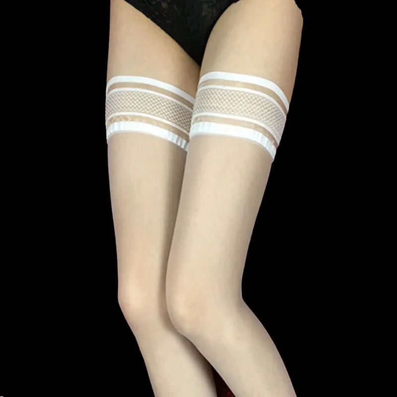 Over Knee Stockings Oil Shiny Sexy Lace Top Stockings 4 Colors  Female Elastic Thigh High Nylon Invisible Stockings Hosiery