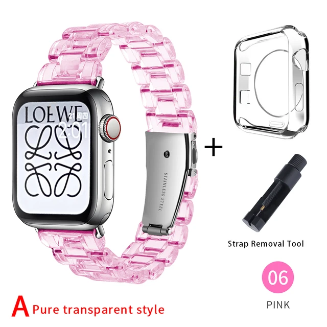 Newest Strap for Apple Watch Band Series SE 7 6543 Transparent for Iwatch bracelet 38 41 45 40mm 42mm 44mm Watchband accessories Pink