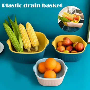 

Double Layer Fruit Strainer Balanced Washing Filter Fruit Vegetable Kitchen Basket Versatile Colander TP899