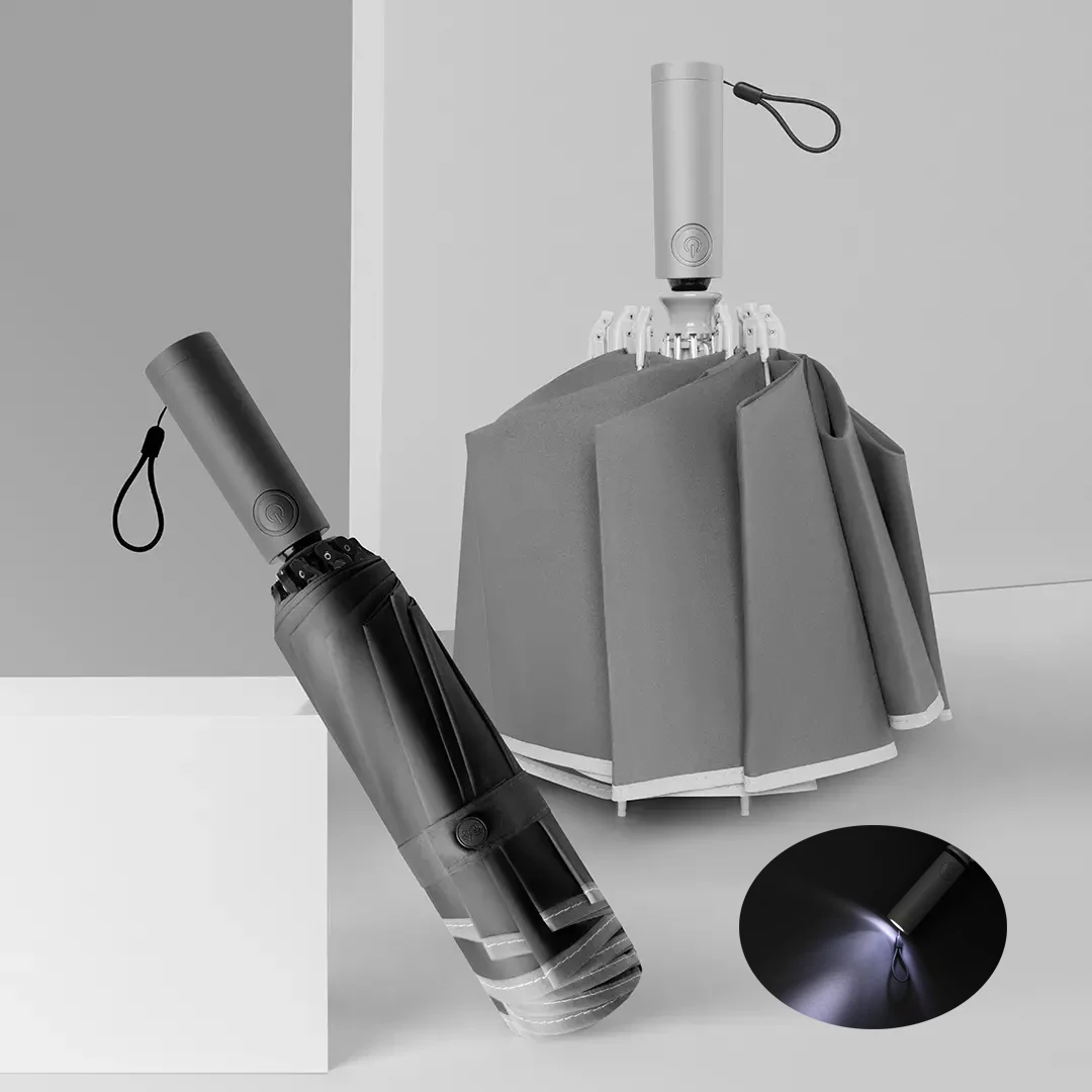 Ten Bones Automatic Lighting Umbrella Level 5 waterproof Strong Sun Rain Protection Reverse Explosion Proof Impact | Дом и сад