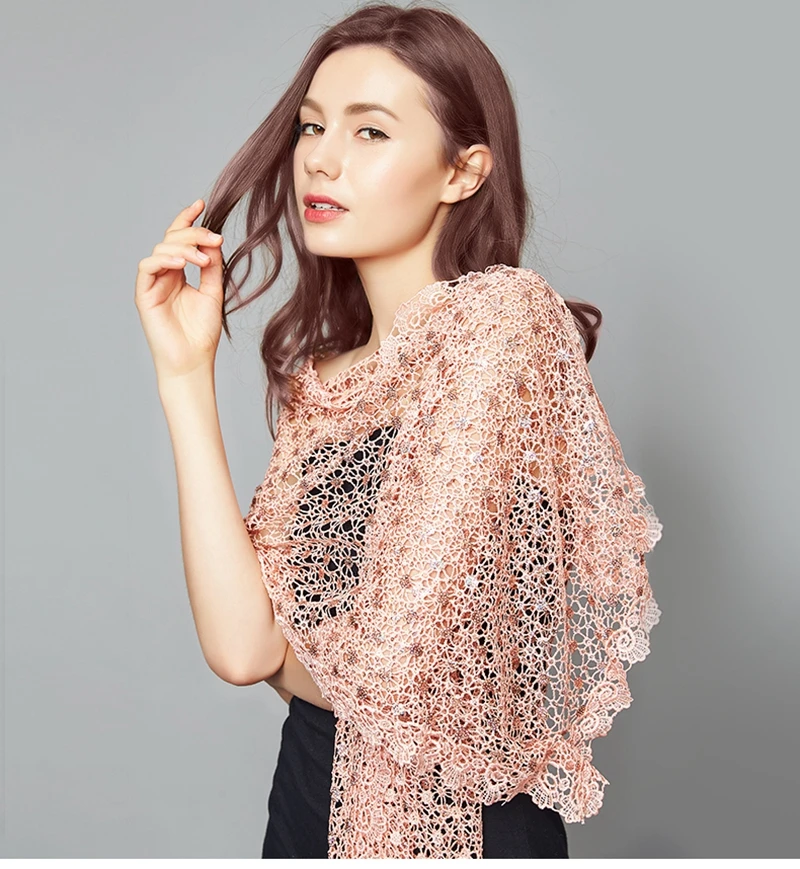 Cheongsam шали женские кружевные выдолбленные шали с вышивкой из пайеток и шарф Универсальные женские вечерние Свадебные Шали Палантин