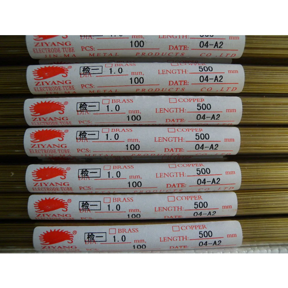 Ziyang Drill Hole Brass Electrode Tube Single Hole OD1.0*500mm ID 0.3mm for EDM Drilling Machine