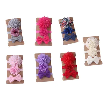 

Three-piece Baby Elastic Headband for Baby Kids Children Adorable Cute Flower Shaped Bow-Knot Hair Belt