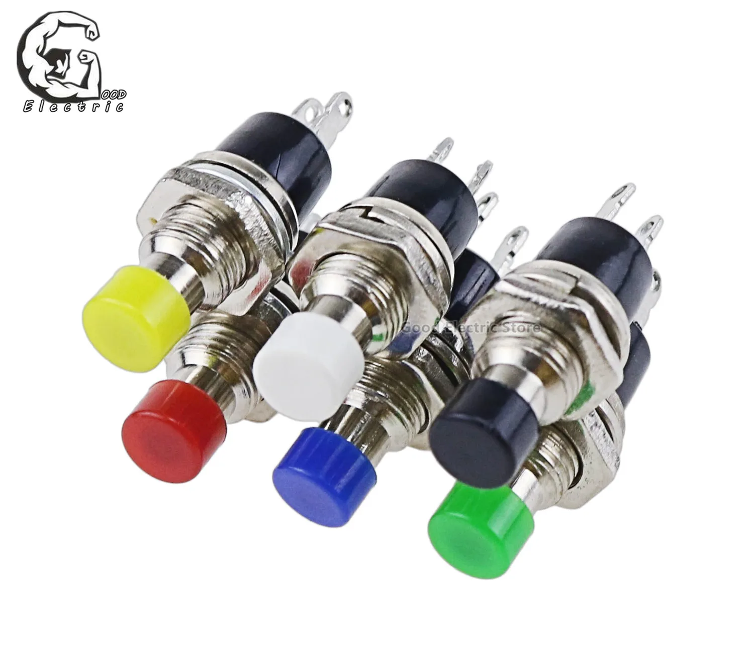 7mm Round Metal Push Button Momentary Switch Black White Red Green Blue Yellow 
