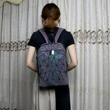 Японский Корейский тусклый польский Ночной свет изменение цвета рюкзак женский красочный лазер матовые геометрические ромбы суставы большого размера S