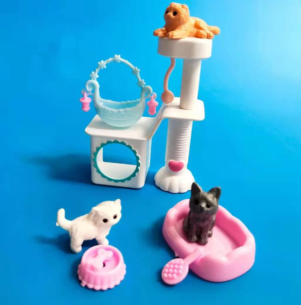 Beilinda Toys Plastic Toys  Mini Vinyl Toys Cats Pet Family Set 3 Design Cats In One Pack with Funiture and Feeding 0 4 years baby silica gel bib stereoscopic design waterproof adjustable toddler kids food bib baby feeding burp cloth baberos