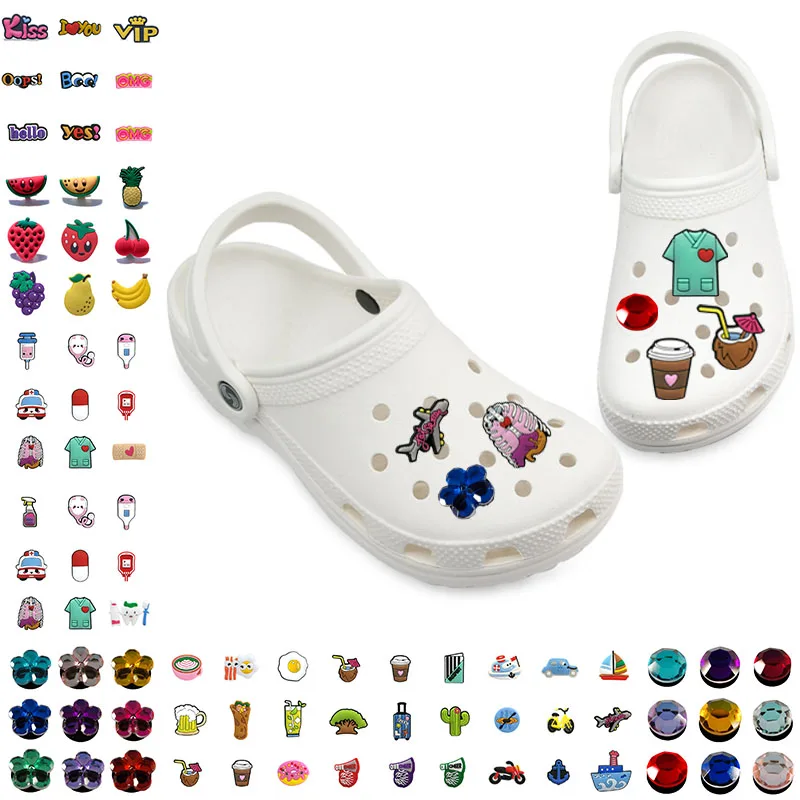 6-9 Uds Animal perro Fox abeja PVC zapato encantos jeringa médica estetoscopio accesorios comida Flor de decoración de regalo de los niños