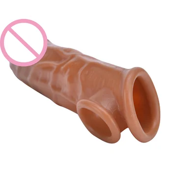 Male Dildos Condom Delay Ejaculation Reusable Penis Sleeve Male Enlargement Dick Extender Sex Toys for Men Enhancer Penis Ring 4