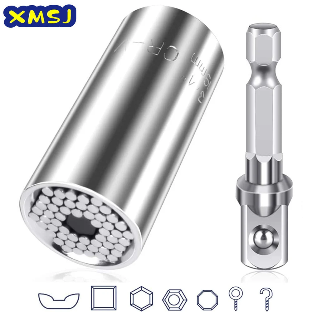 Universal Drehmomentschlüssel Magie Spanner Grip Multi Funktion Universal Ratchet Sockel 7-19mm Bohrmaschine Adapter Hand Werkzeuge