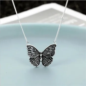 

New Thai Silver Retro Butterfly 925 Sterling Silver Jewelry Personality Niche Design Temperament Exquisite Necklaces H170