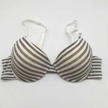 

Women Push Up Bra For Big Breasted Ladies Padded Underwear Three Quarter White Striped Back Closure Underwear Bra Wholesale Lots
