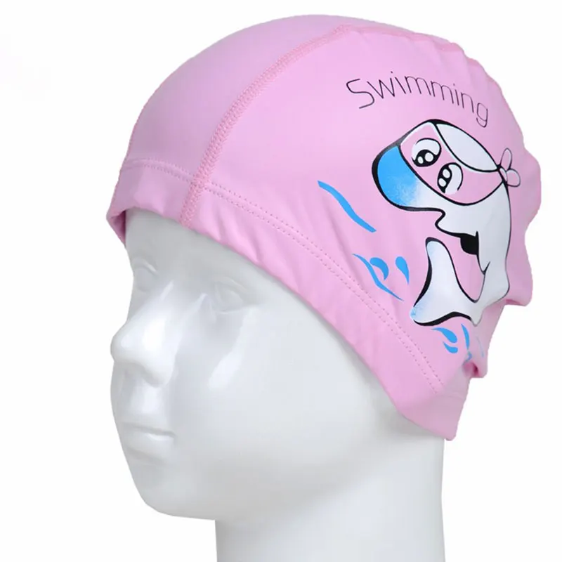 Pink Детская Милая шапочка для плавания с длинными волосами для мальчиков и девочек, шапочки для бассейна - Цвет: Pink