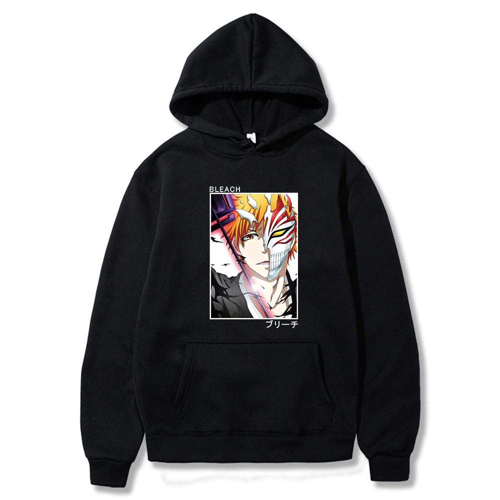 

BLEACH Ichigo Funny Anime Hoodie Manga Graphic Print Hooded Vintage Chic Sweatshirt Men/women Causal Streetwear Top Unisex