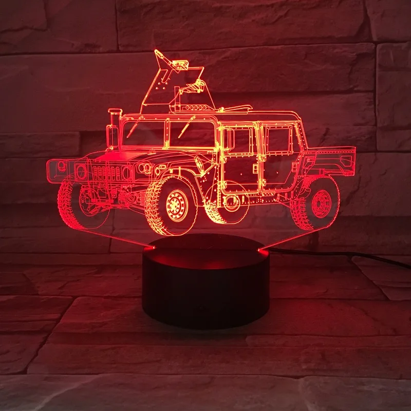 Бронированный автомобиль 3D лампа ночник светодиодный светильник многоцветная вспышка выцветает праздничный реквизит Рождественские подарки для детей мальчик