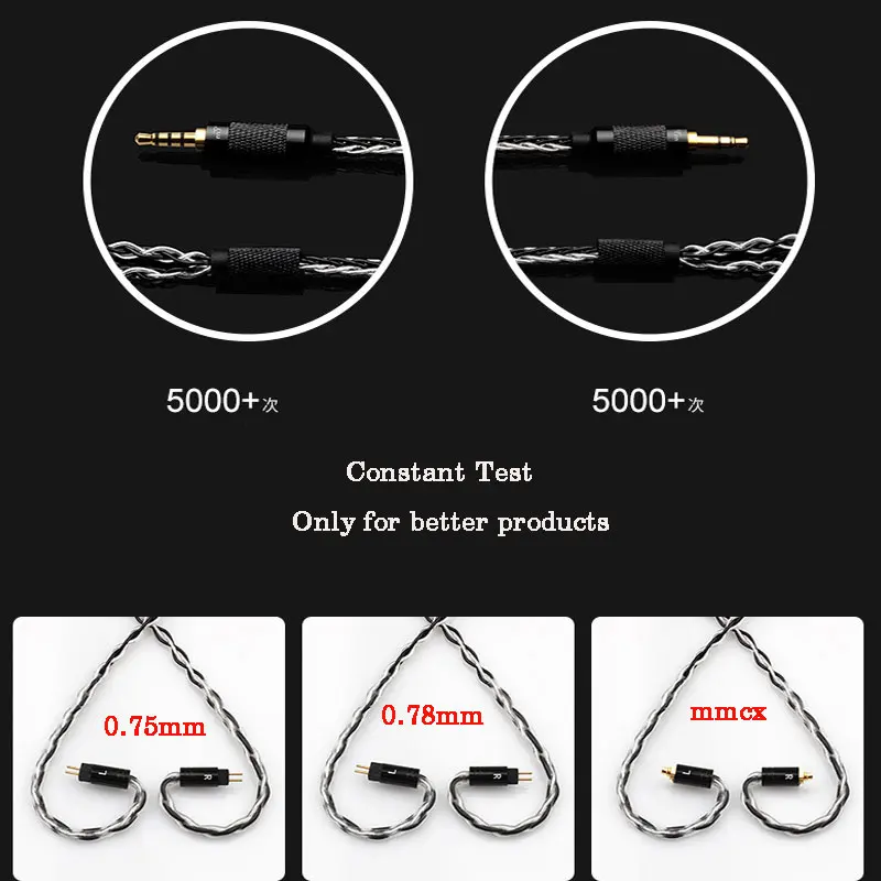 8 Core Upgraded Silver Plated Earphone Cable 3.5mm/2.5mm Plug MMCX /2PIN 0.75mm 0.78mm interface Detachable Replace Cables