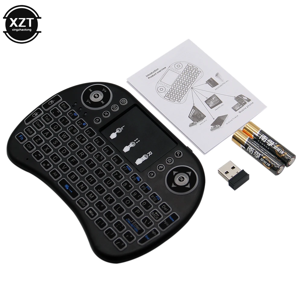 Mini clavier rétroéclairé 2.4G sans fil i8 pour TV Box avec souris à air  tactile