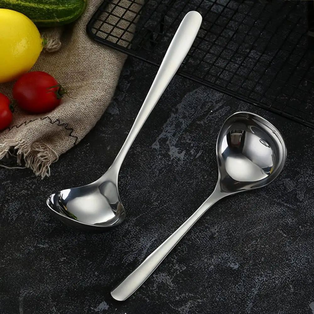 Stainless Steel Round Spoon With Long Handle Chinese Sliver Dessert Tea Milk Coffee Soup Kitchen Drinking Tools | Дом и сад
