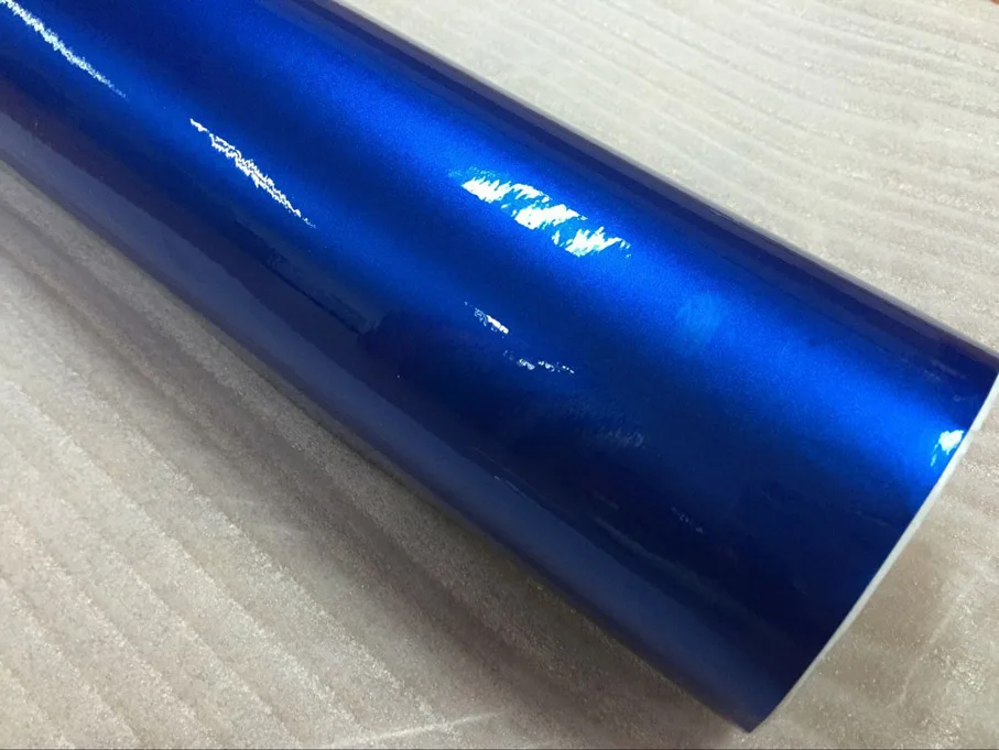 Premium Glossy Metallic Dark Blue Vinyl Wrap Car Wrap With Air Bubble Gloss Pearl Metallic Vinyl Sticker With Air Bubbles