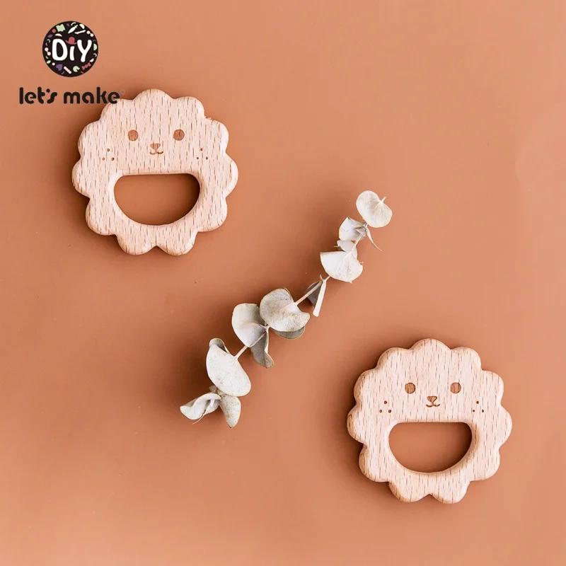 

Let's Make 1pc Wooden Teethers Lion Shape Bpa Free Wooden Baby Teether Cartoon Wood Animals Diy Nursing Bracelet Baby Teether