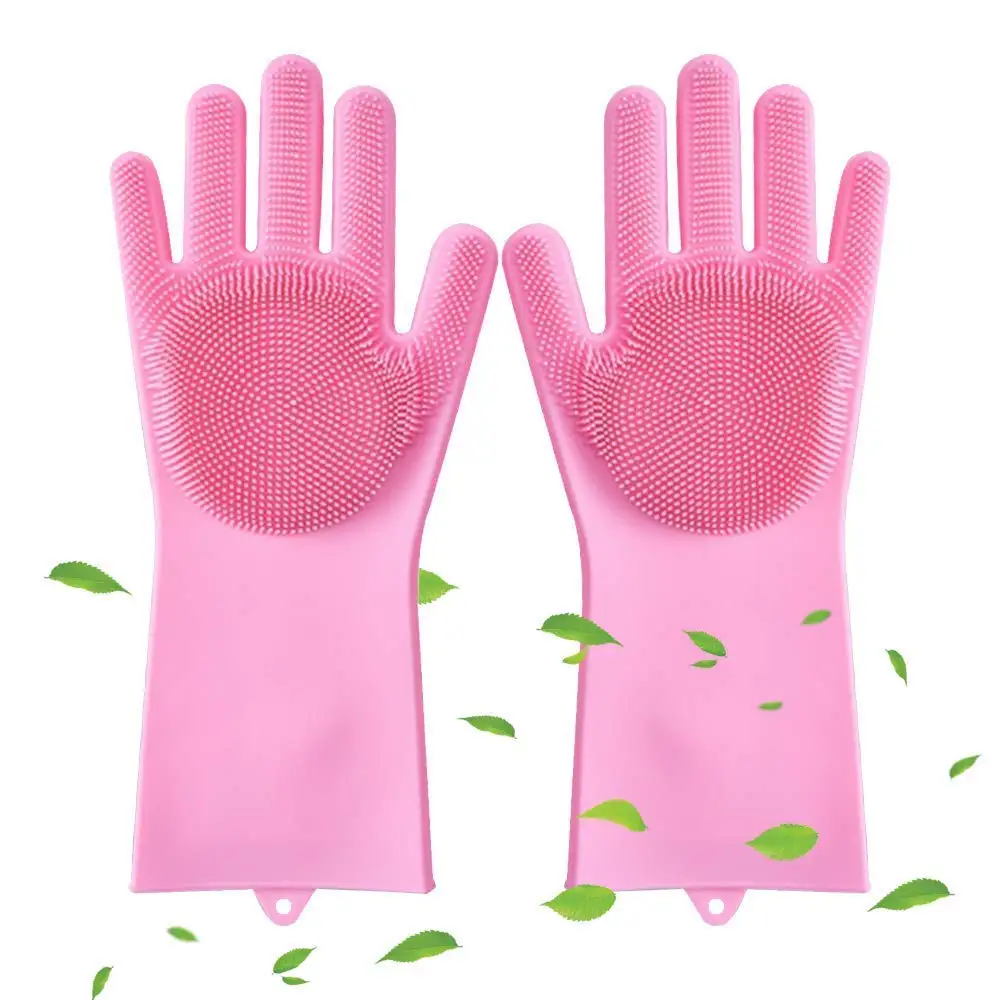 Household Dishwashing Gloves Magic Reusable Silicone Gloves Silicone Cleaning Brush Dish Washing Sponge Gloves for Washing Dish