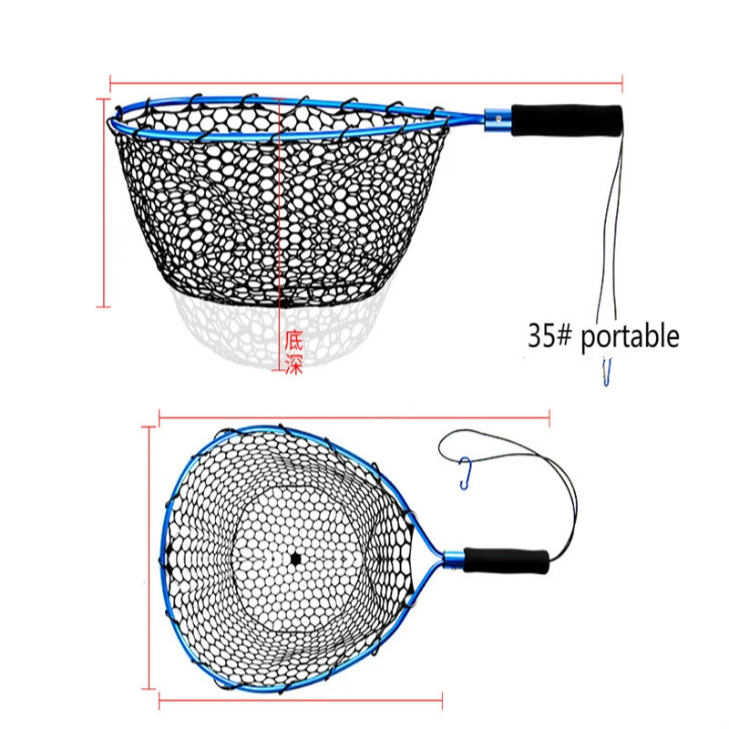 Portatile Lura Net Pocket Light Big Fish Sea Fishing Net Lura Hand Net Lega Di Alluminio Pesca All'Aperto Blue Silica Gel Diddle-Net