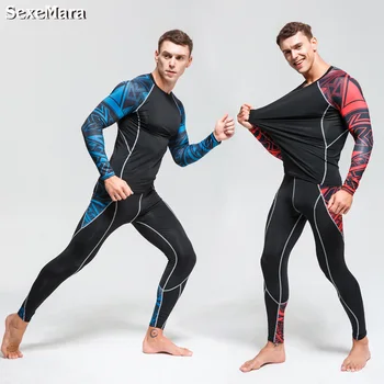 

MMA New Men's Sports Suit long Johns running tracksuit shirt gym compression underwear training rashgard Yoga kit Men Sportswear