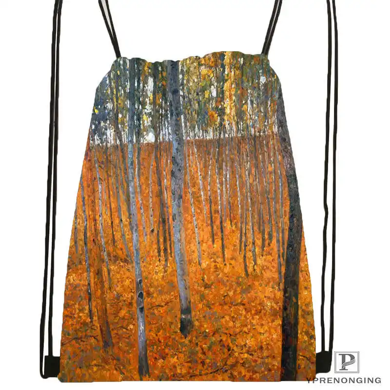 Drawstring Backpack Custom Artist Gustav Klimt походная сумка на шнурке милый рюкзак для детей(черная спинка) 31x40 см#180531-02-15 - Цвет: Drawstring Backpack