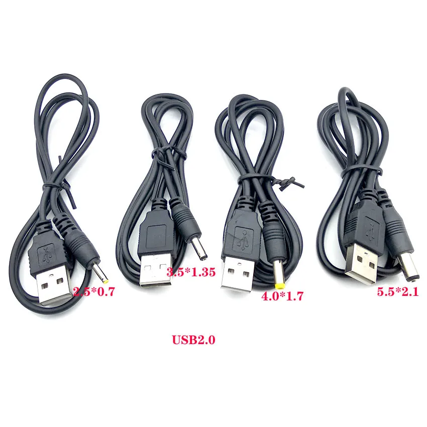 

20PCS/lot USB Port to 2.0*0.6mm 2.5*0.7mm 3.5*1.35mm 4.0*1.7mm 5.5*2.1mm 5V DC Barrel Jack Power Cable Connecto