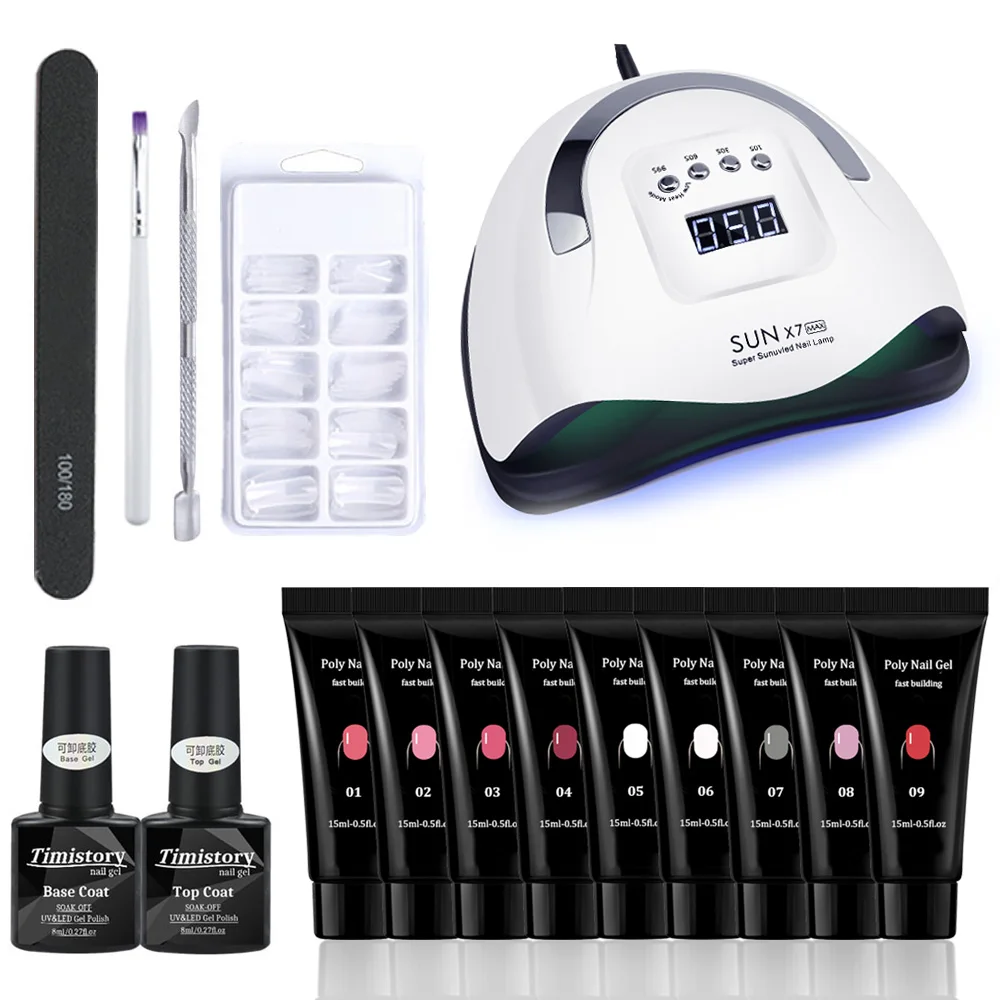 

Poly Nail Gel Kit Manicure Set Nail Lamp 15ml Quick Building Poly UV Nail Polish Gel For Extension Tool Kit All for Manicure