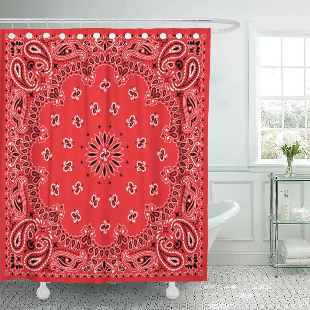 

Shower Curtain Red Bandana in Colors You Can Easily Change The Waterproof Polyester Fabric Set with Hooks