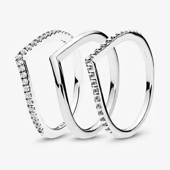 

New Fashion Original Silver Color Stackable Classic Wishbone Ring For Women Resizable Wedding Engagement Rings DropShip