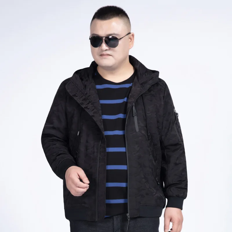 

Autumn Plus Fat Plus Large Size Jacket Shirt Men Fat Man Leisure Lian Cap Big Size Coat Men's Wear Fat Loose Jacket