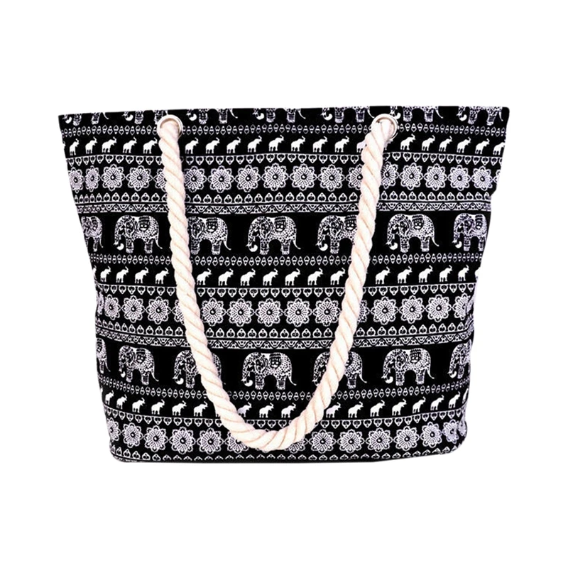 

Women Casual canvas large capacity shoulder bag(Black Elephant)