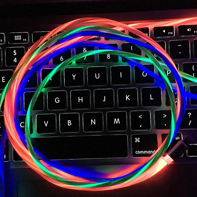 

LED Flash Light Data Cable Color illuminate USB Charger Cables Type C Android iOS Mobile Phone 2.4A Fast Charging Wire Cord