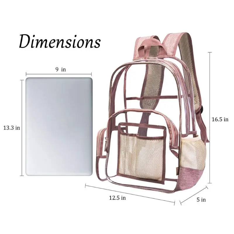 

2 in 1 Clear Backpack with Cosmetic Bag Pouch Transparent PVC School Bookbag Laptop Rucksack for Women Girls X7XC