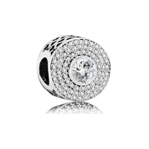 european all white pave spacer daisy heart clip DIY fine beads Fit Original  Charms silver 925  Bracelet Jewelry