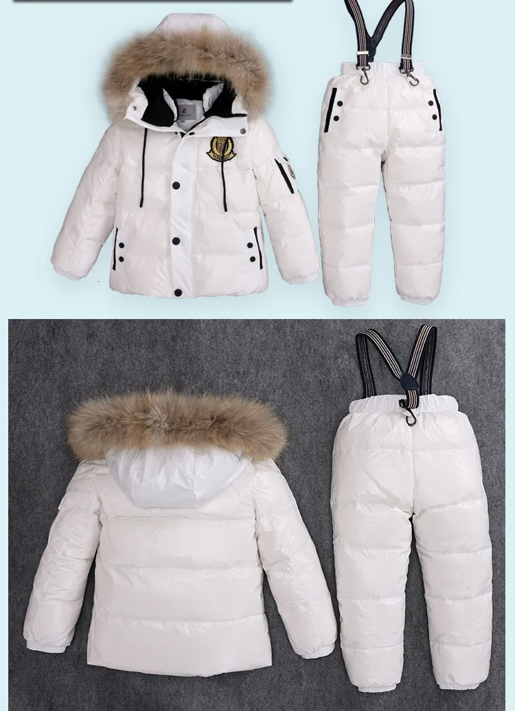 Распродажа, детский костюм с пуховиком теплое зимнее пальто для маленьких мальчиков, штаны комплект из 2 предметов, комплект детской одежды с натуральным мехом От 2 до 8 лет