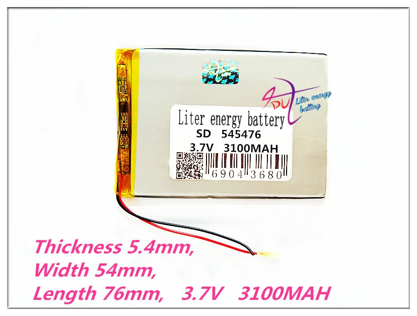 545476 3,7 V 3100MAH 505575 литий-полимерный аккумулятор с защитной платой для планшета V3000HD MP3 MP4 MP5 gps - Цвет: 1PCS