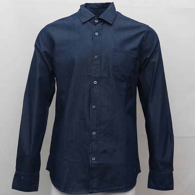 Мужские синие джинсы рубашка camisa masculina Для мужчин рубашки с длинным рукавом хлопок социальный hombre угадать сорочки мужские Для мужчин рубашки в полоску