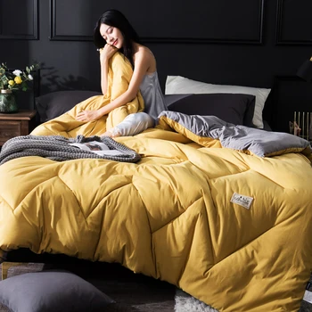

Pure Color Home Bedding Comforter Warm Winter Duvet With Filling Cover Winter Warm Quilt With Sleeves Winter Quilt CF