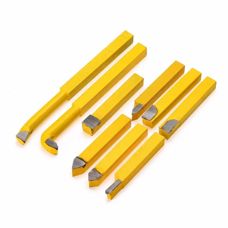 

HOT 9pcs/Set YW1 Carbide Brazed Tip Tipped Lathe Cutter Tools 8x8mm Shank High Hardness Turning Milling Welding Bit